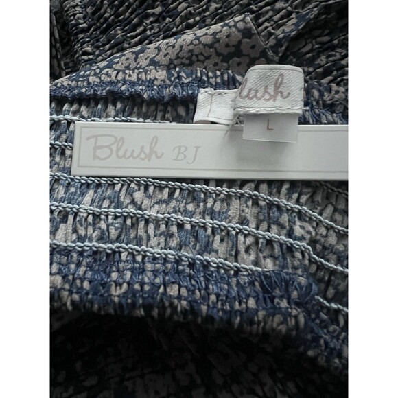 Blush BJ Floral Blue Spaghetti Strap Mini Cut-out Smocked Summer Dress Large - Picture 14 of 14